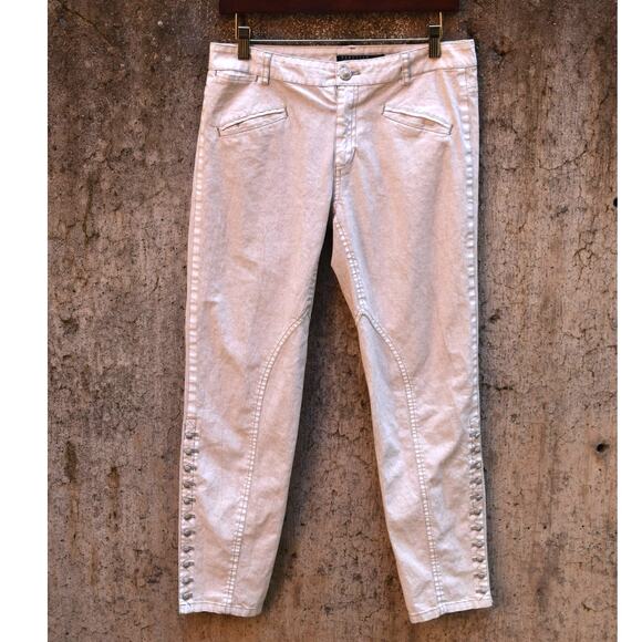 Peruvian Connection Beige Slim Pants with Side Button Detailing – Women’s Size 6 - Picture 1 of 5